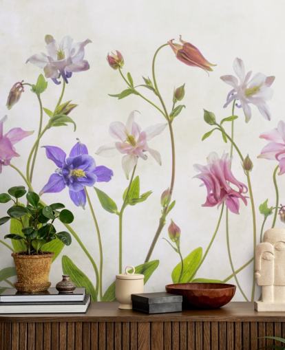 pink and blue meadow flowers wallpaper