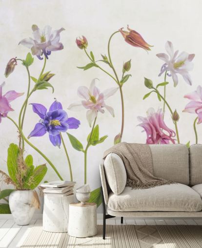 pink and blue meadow flowers wallpaper