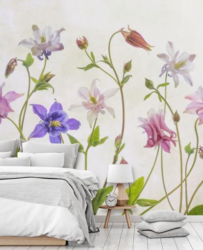 papel pintado de flores de prado rosa y azul papel pintado de flores de prado rosa y azul