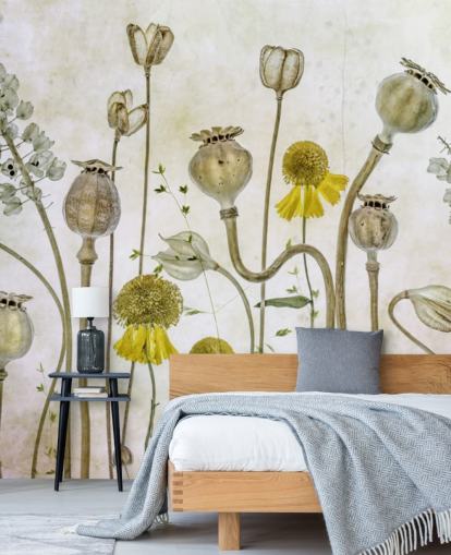 carta da parati heleniums gialli e vecchi papaveri carta da parati heleniums gialli e vecchi papaveri