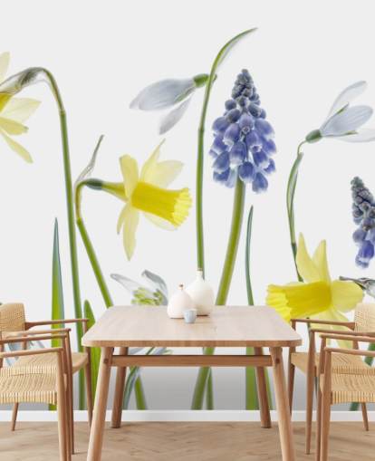 påskeliljer og blå klokker forår blomster tapet påskeliljer og blå klokker forår blomster tapet