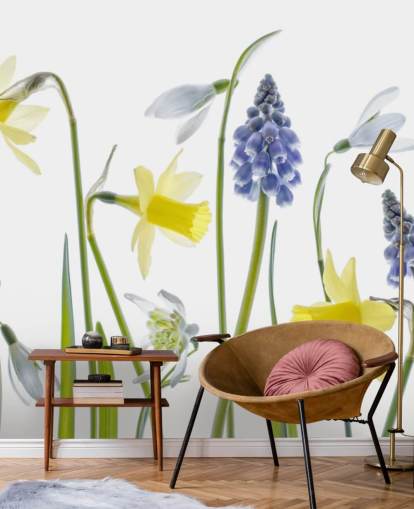 daffodils and blue bells spring flowers wallpaper