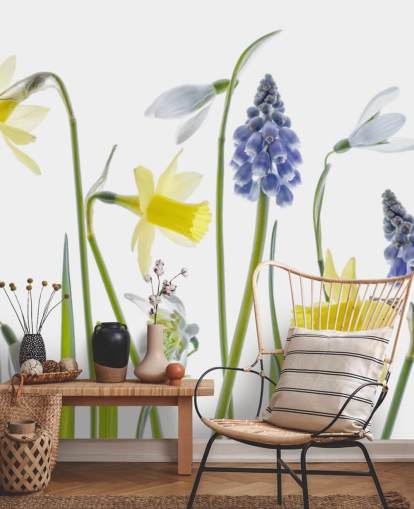 daffodils and blue bells spring flowers wallpaper