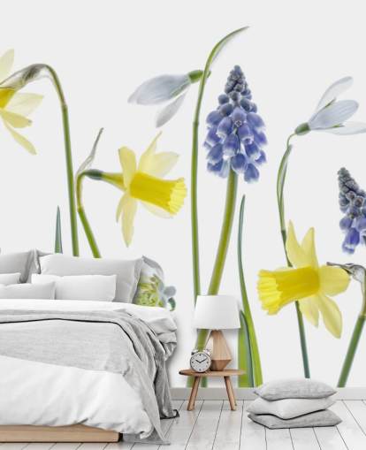 Narzissen und blaue Glocken Frühlingsblumen Tapete Narzissen und blaue Glocken Frühlingsblumen Tapete