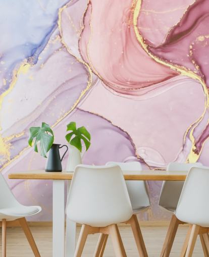 purple, blue and pink customizable watercolor marble wallpaper mural called Pink Swirl for bedrooms and bathrooms