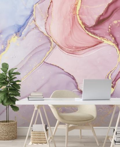 lila, blå och rosa anpassningsbar akvarell marmor tapetväggmålning kallad Pink Swirl för sovrum och badrum lila, blå och rosa anpassningsbar akvarell marmor tapetväggmålning kallad Pink Swirl för sovrum och badrum