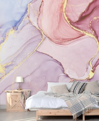 purple, blue and pink customisable watercolour marble wallpaper mural called Pink Swirl for bedrooms and bathrooms