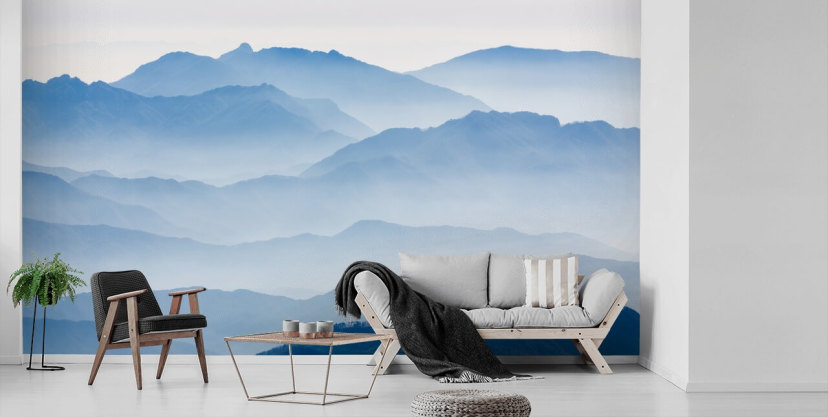 fond d'écran photo bleu brumeux de montagnes