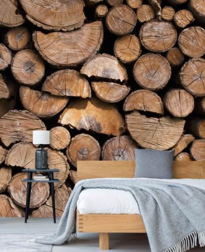 Papel pintado de troncos y madera cortada Papel pintado de troncos y madera cortada