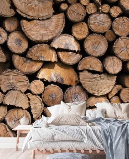 Log and Chopped Wood Wallpaper