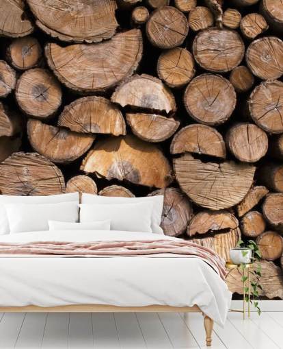Log and Chopped Wood Wallpaper