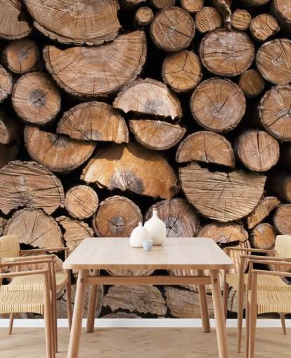 Carta da parati in legno e tronchi
