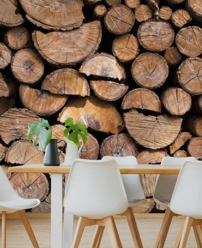 Log and Chopped Wood Wallpaper