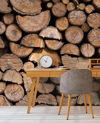 Log and Chopped Wood Wallpaper