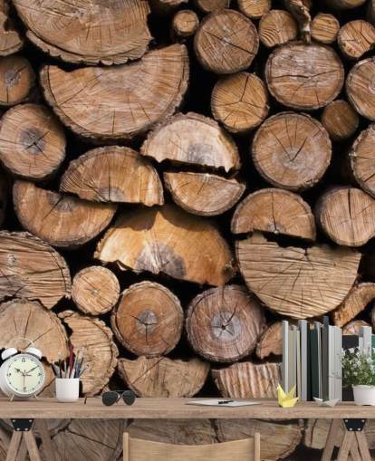 Log and Chopped Wood Wallpaper