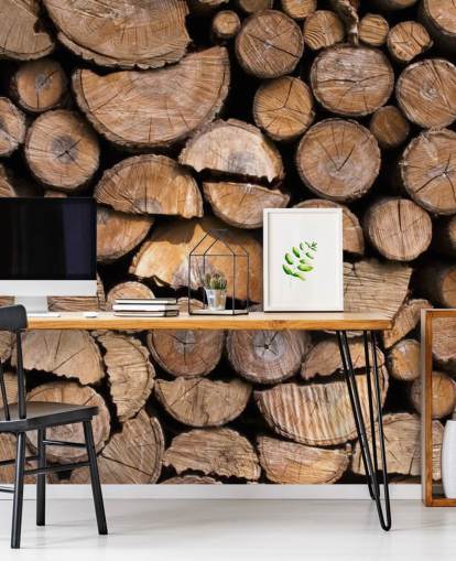 Log and Chopped Wood Wallpaper