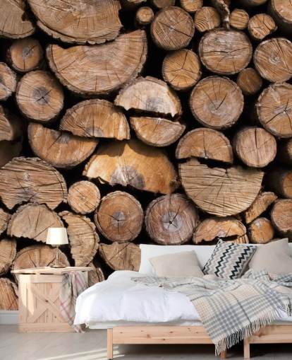 Carta da parati in legno e tronchi