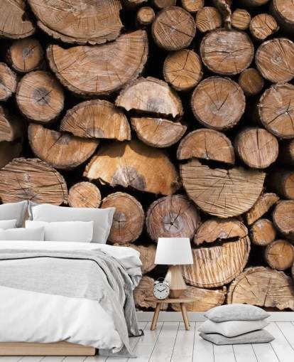 Log and Chopped Wood Wallpaper