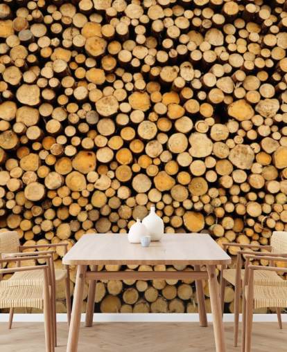 Piled Log Wallpaper