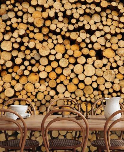 Piled Log Wallpaper