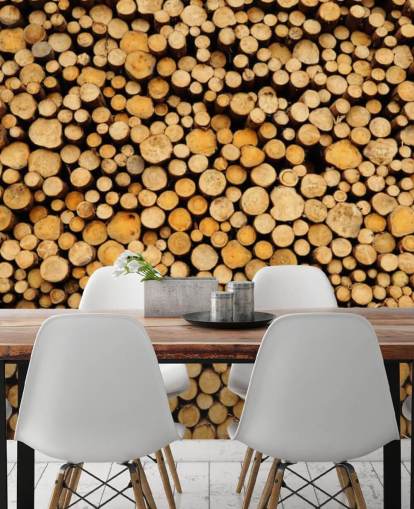 Piled Log Wallpaper