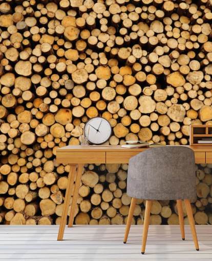 Piled Log Wallpaper