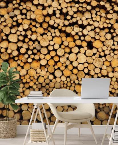 Piled Log Wallpaper