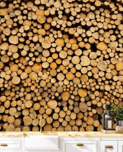 Piled Log Wallpaper