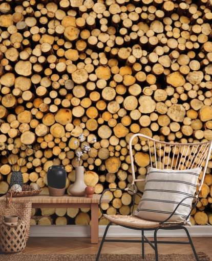 Piled Log Wallpaper