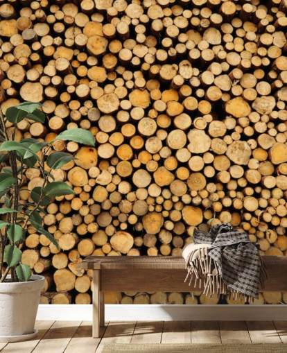 Piled Log Wallpaper