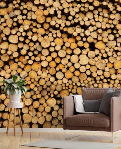 Piled Log Wallpaper