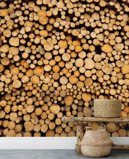 Piled Log Wallpaper