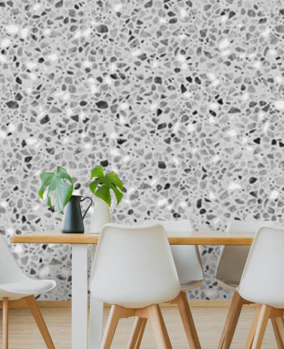 papel de parede cinza terrazzo
