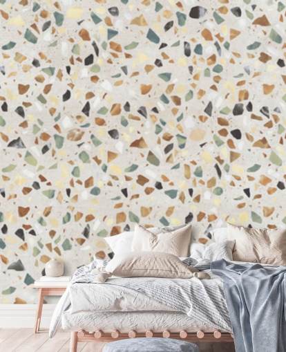 Papel de parede de terrazzo de efeito mármore natural