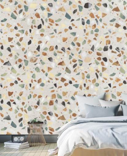 Papel de parede de terrazzo de efeito mármore natural