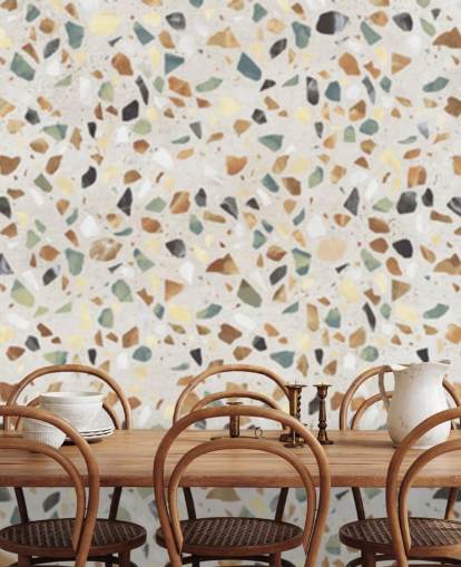Papel de parede de terrazzo de efeito mármore natural