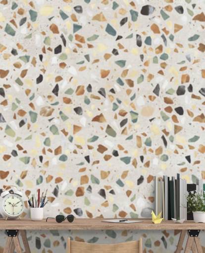 Carta da parati effetto terrazzo effetto marmo naturale