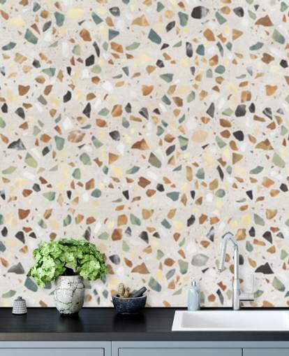 Naturlig marmor effekt terrazzo tapet