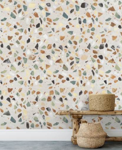 Terrazzobehang met natuurlijk marmereffect