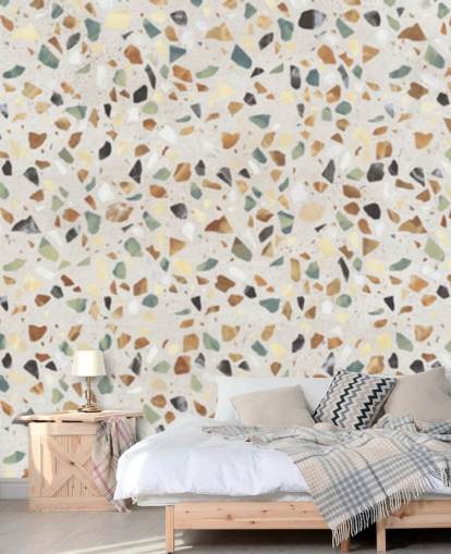 Papel pintado de terrazo efecto mármol natural