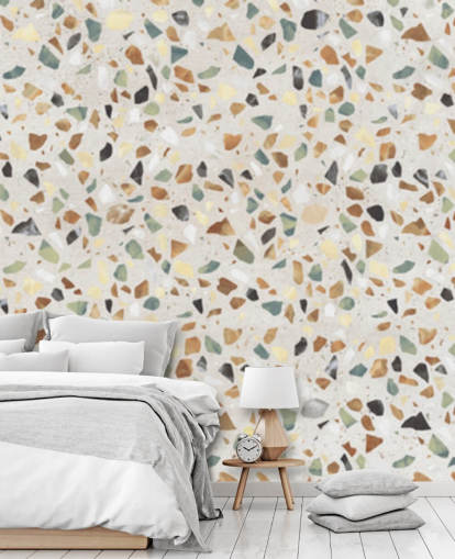 Papel de parede de terrazzo de efeito mármore natural