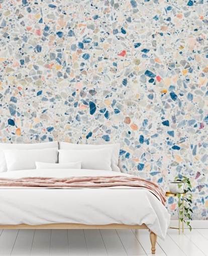 papel pintado terrazo azul y blanco papel pintado terrazo azul y blanco