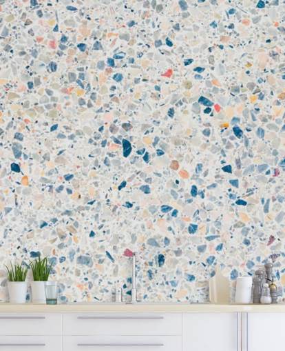 papier peint terrazzo bleu et blanc papier peint terrazzo bleu et blanc