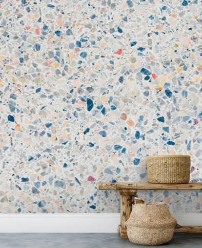blaue und weiße Terrazzo-Tapete blaue und weiße Terrazzo-Tapete