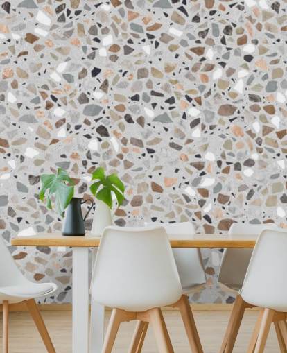 Ruskea pilkullinen terrazzo tapetti 