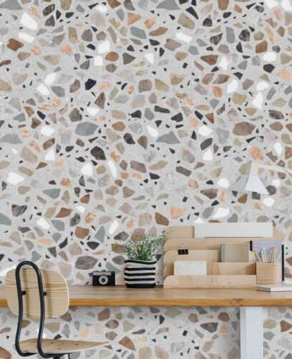 Brown speckled terrazzo wallpaper 