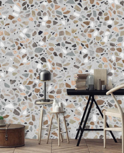 Papel pintado de terrazo moteado marrón Papel pintado de terrazo moteado marrón