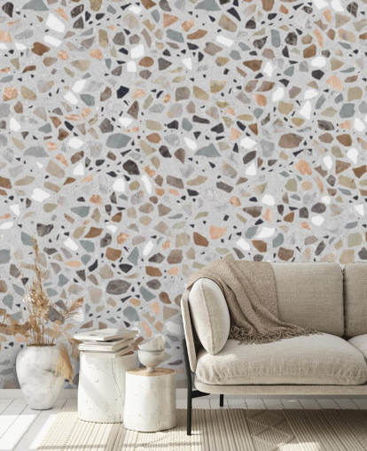 Papel de parede marrom salpicado de terrazzo Papel de parede marrom salpicado de terrazzo