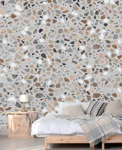 Papier peint terrazzo brun moucheté Papier peint terrazzo brun moucheté