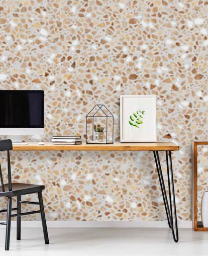 papier peint terrazzo brun